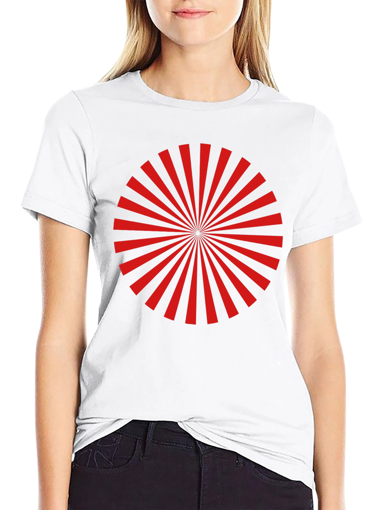 Black Red Radial Burst Graphic Tee - Black view 9