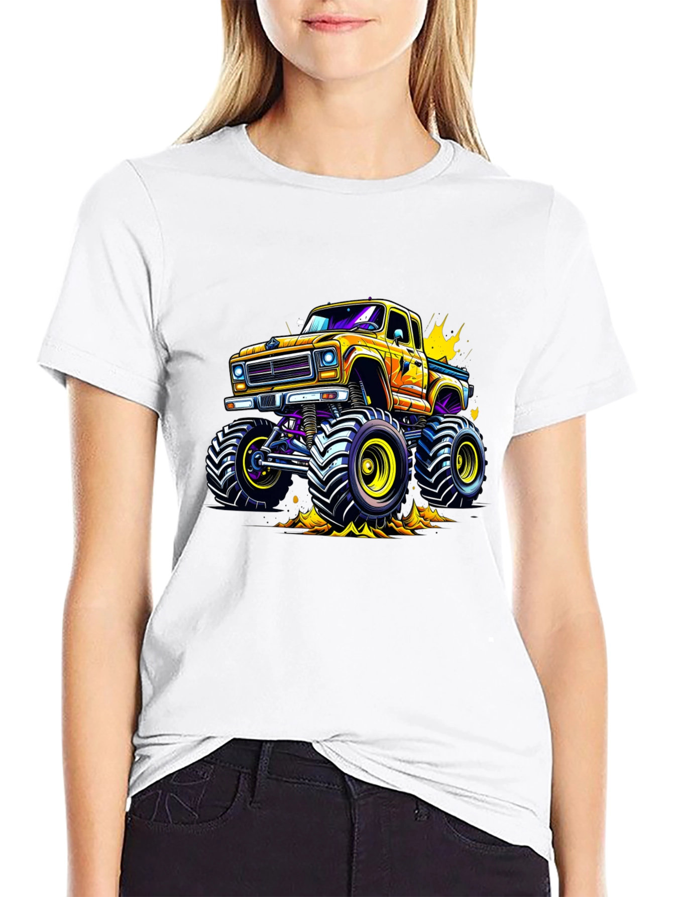 Black Monster Truck Graphic T-Shirt - Bold Cartoon Design view 9
