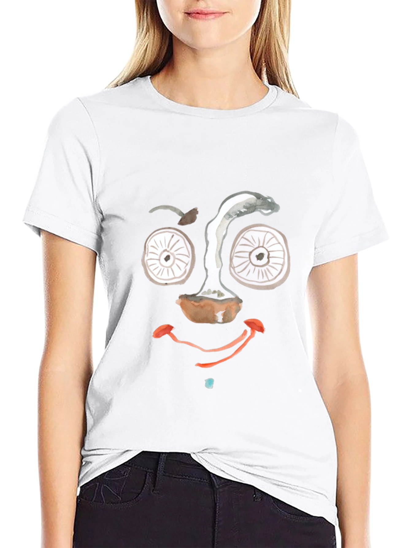 Black Mushroom Face Graphic Tee - Funky Black T-Shirt view 9