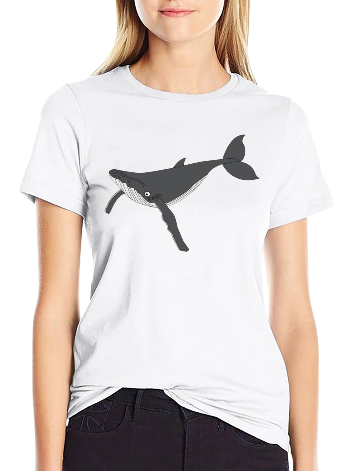 Black Whale Graphic Tee - Black Casual T-Shirt view 9