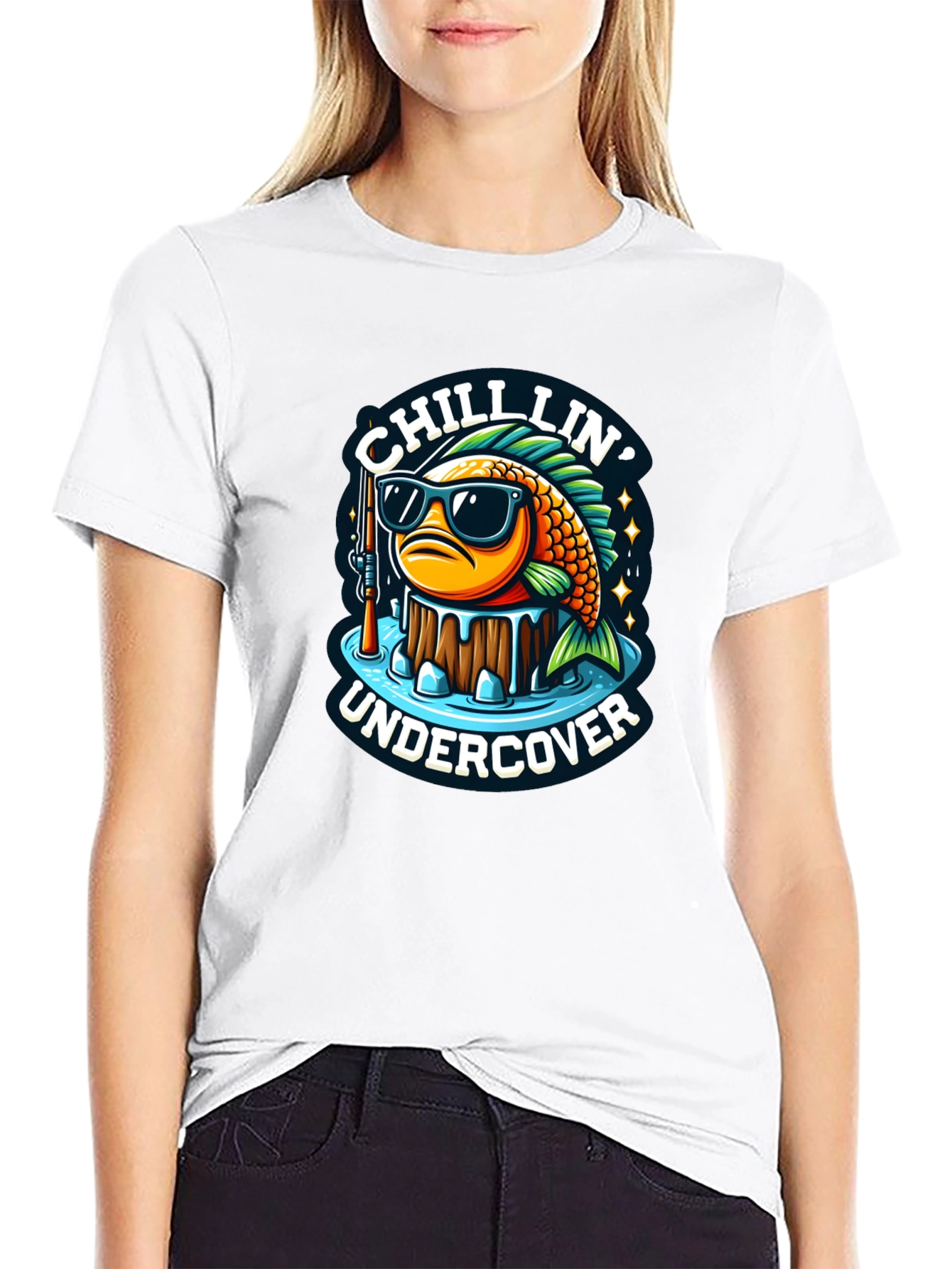 Black Chillin' Undercover Fish Graphic Tee view 9