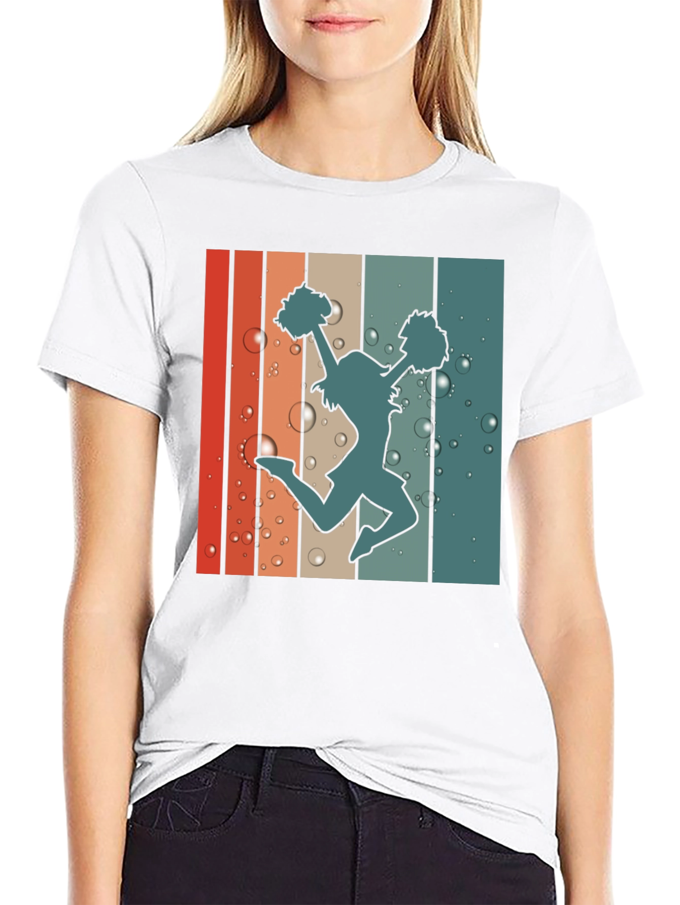 Black Retro Cheerleader Graphic T-Shirt - Black view 9
