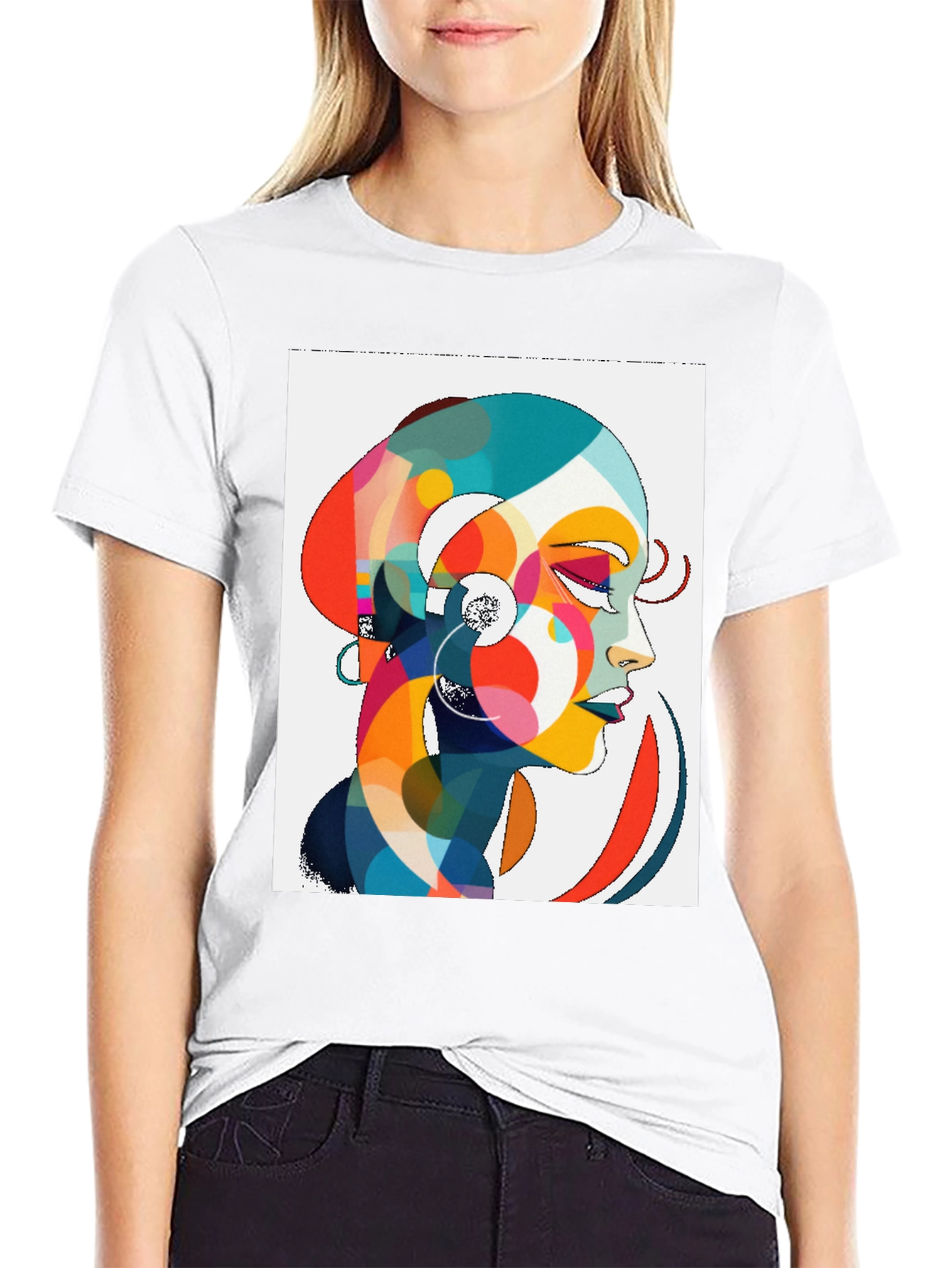 Black Abstract Woman Graphic Tee - Stylish Comfort view 9