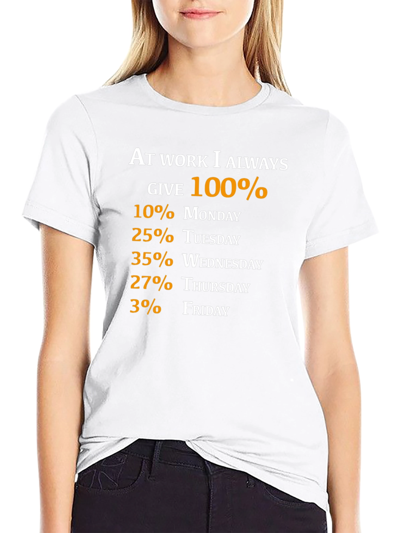 Black Funny Work Week T-Shirt: 100% Commitment view 9
