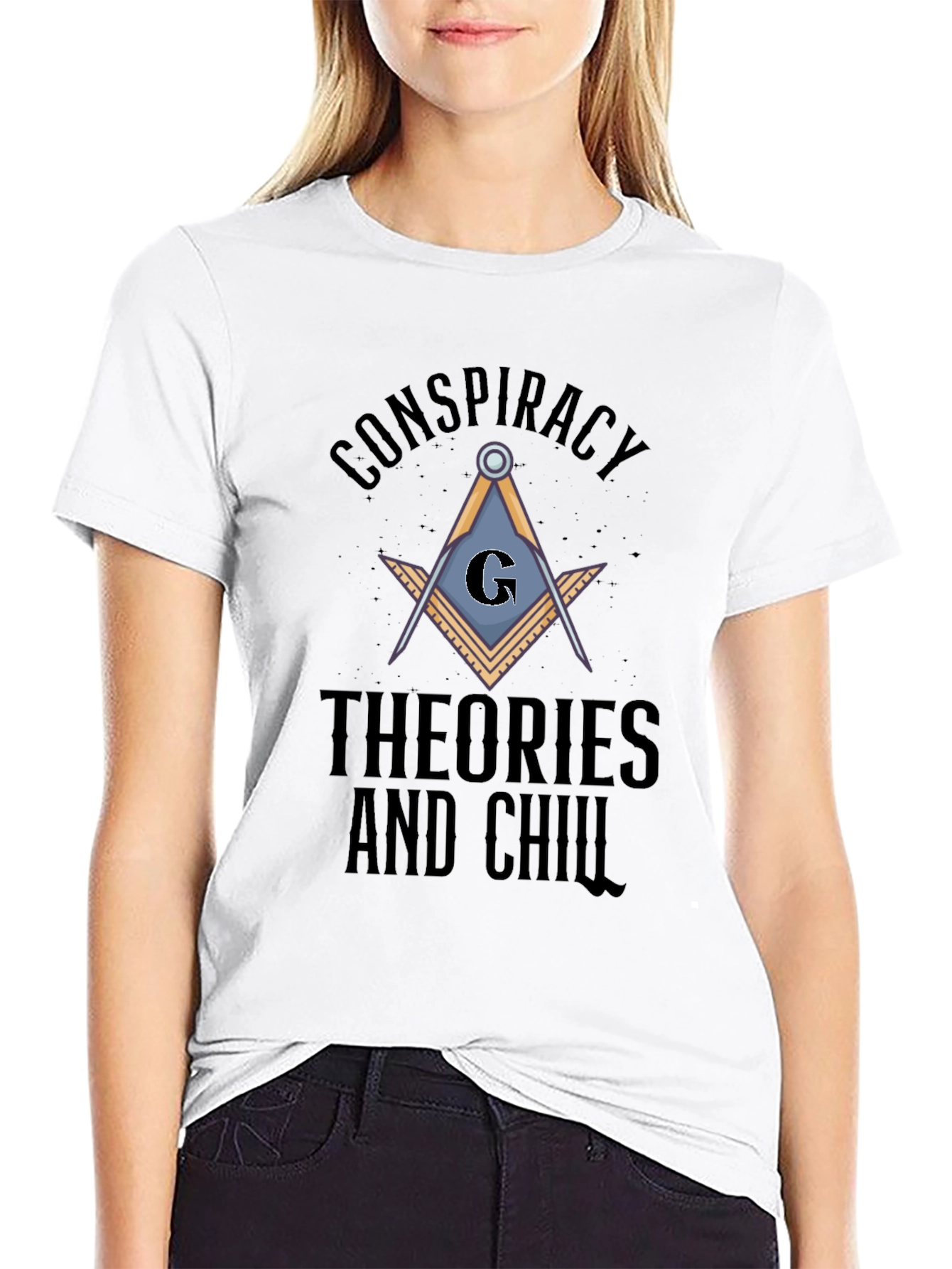 Black Conspiracy Theories and Chill Graphic T-Shirt view 9