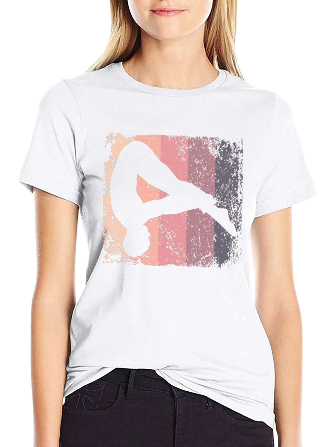 Black Retro Gymnastics Silhouette Graphic Tee view 9