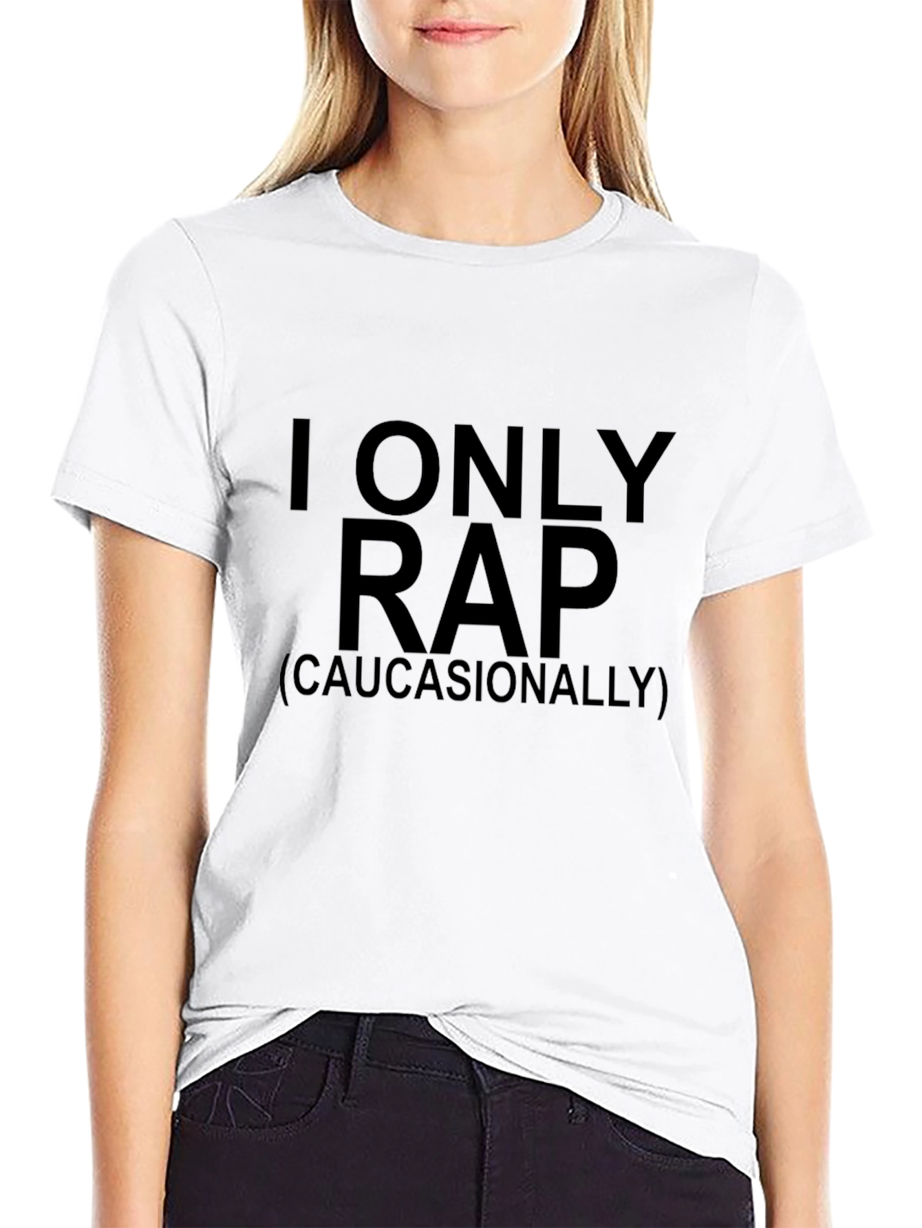 Black I Only Rap (Caucasianally) Graphic Tee view 9