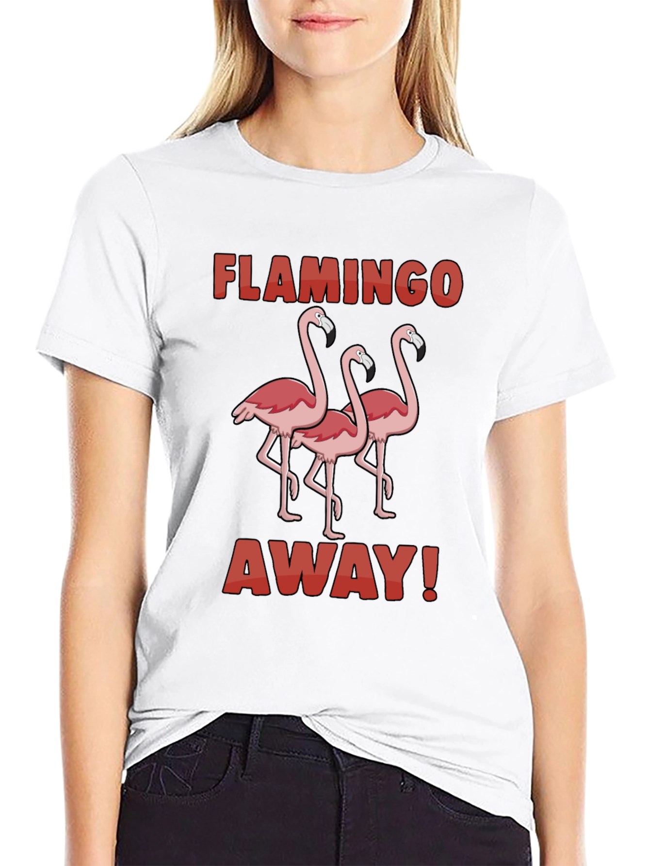 Black Flamingo Away Graphic Tee - Black Cotton T-Shirt view 9