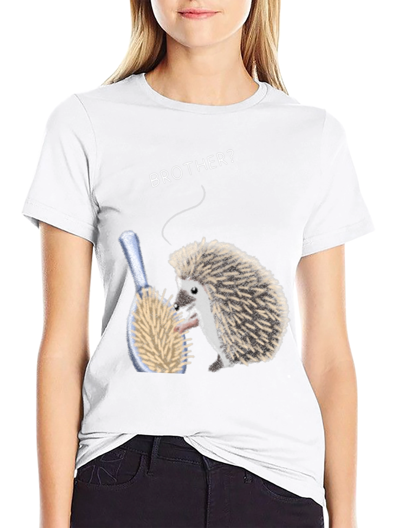 Black Brother Hedgehog Graphic Tee - Quirky Animal Shirt view 9