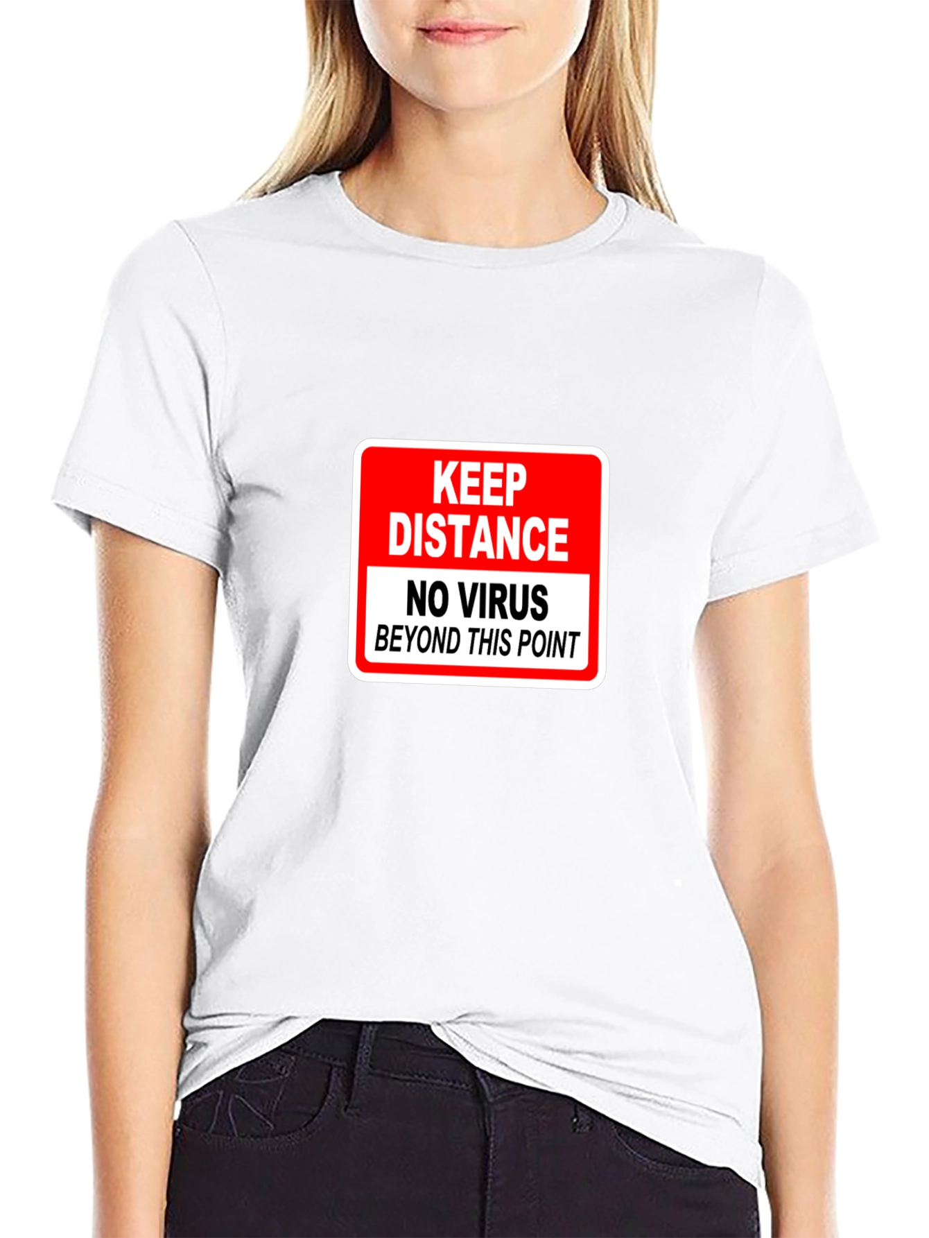 Black Keep Distance Virus-Free Black Graphic Tee view 9