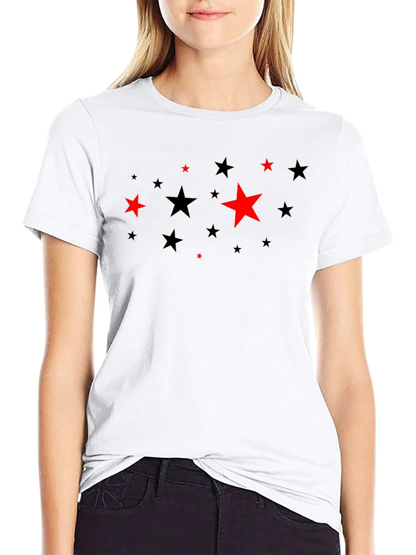 Black Starry Night Black Tee - Unique Graphic Print view 9