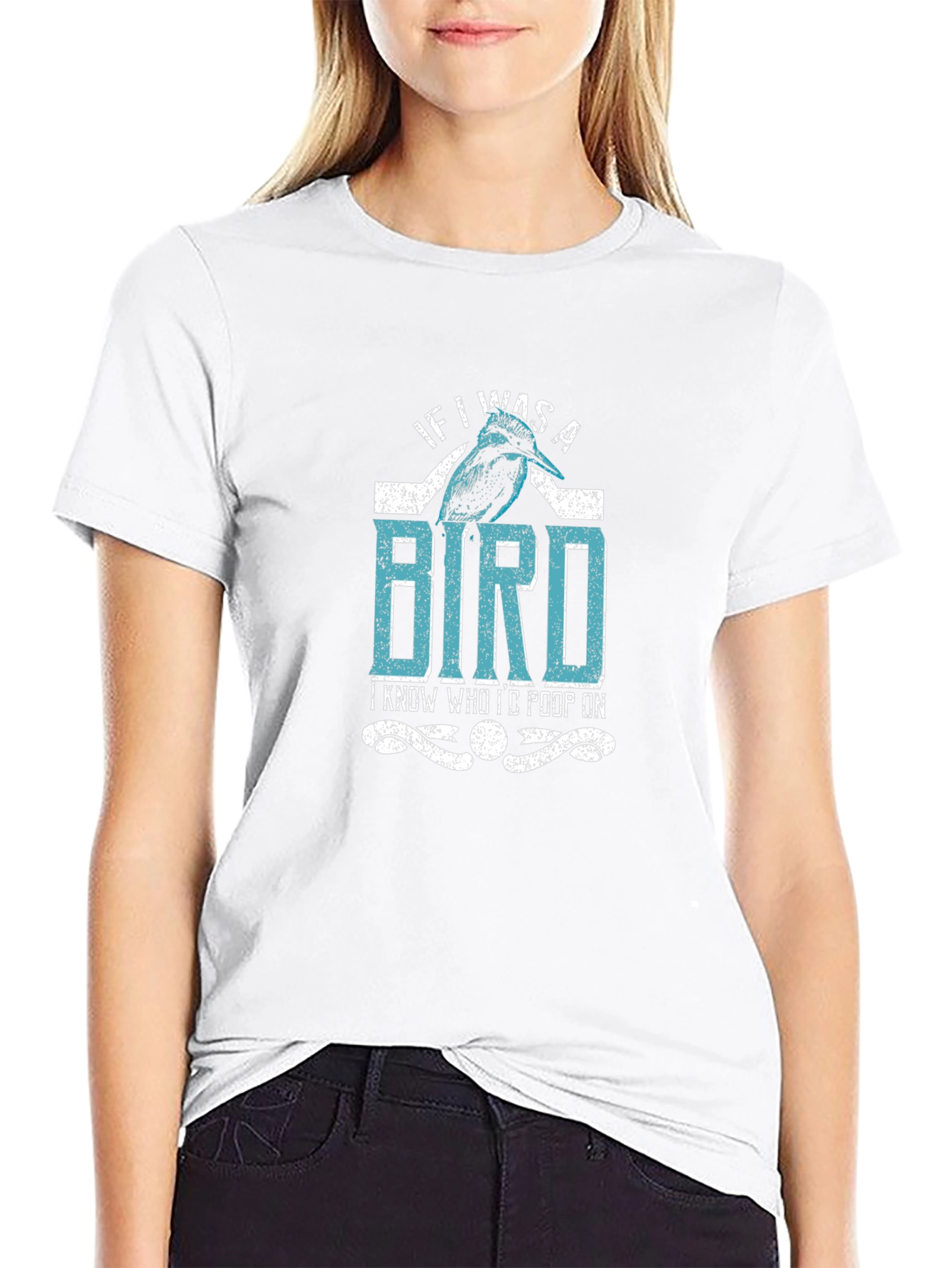 Black Funny Bird T-Shirt - If I Was A Bird Graphic Tee view 9