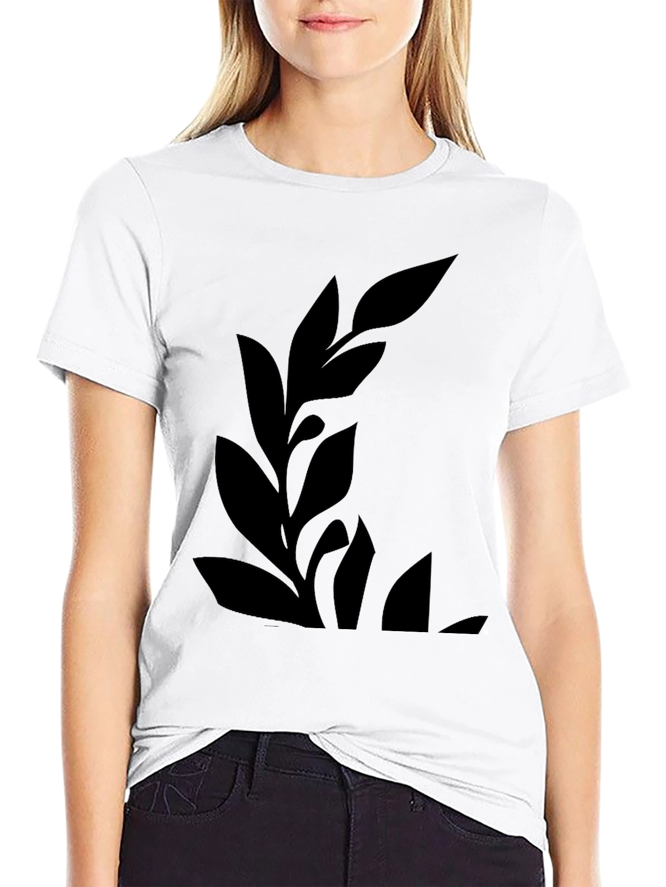Men's Black Graphic Tee - Botanical Leaf Design - 9