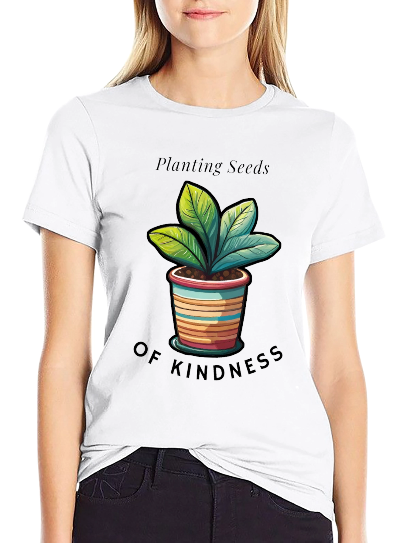 Black Planting Seeds of Kindness Graphic Tee view 9