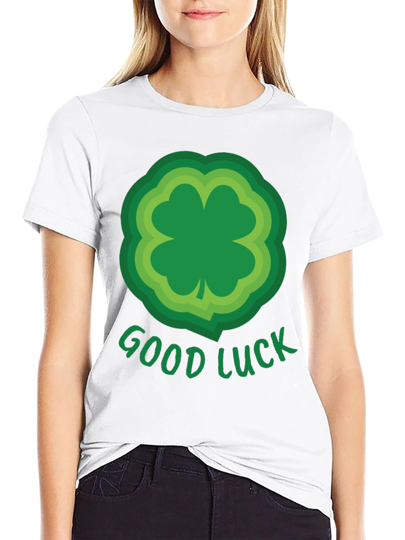 Black Good Luck Shamrock T-Shirt - St. Patrick's Day Tee view 9