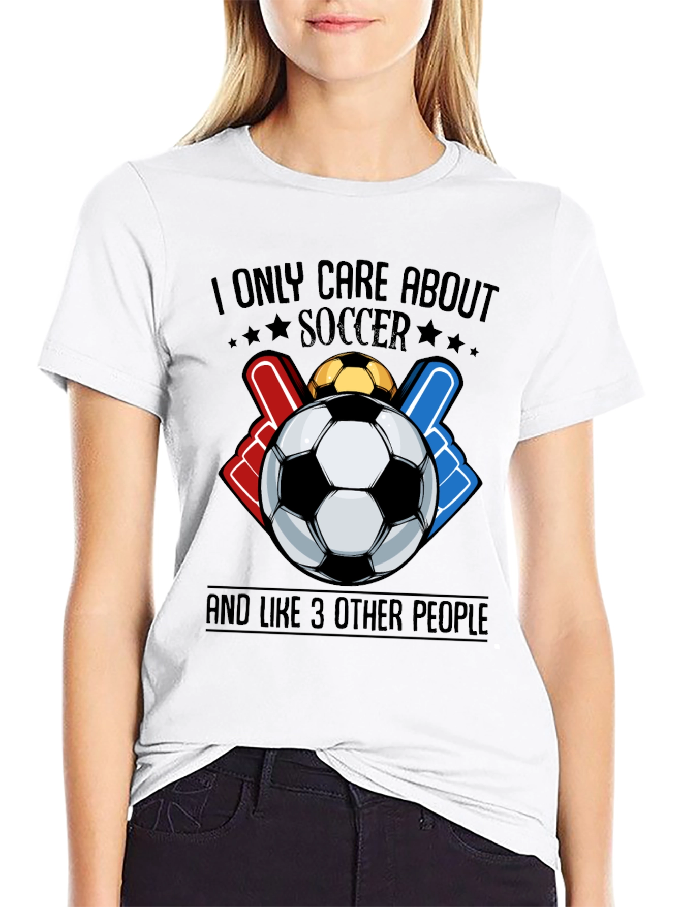 Black Soccer Fan Graphic Tee - I Only Care About Soccer T-Shirt view 9