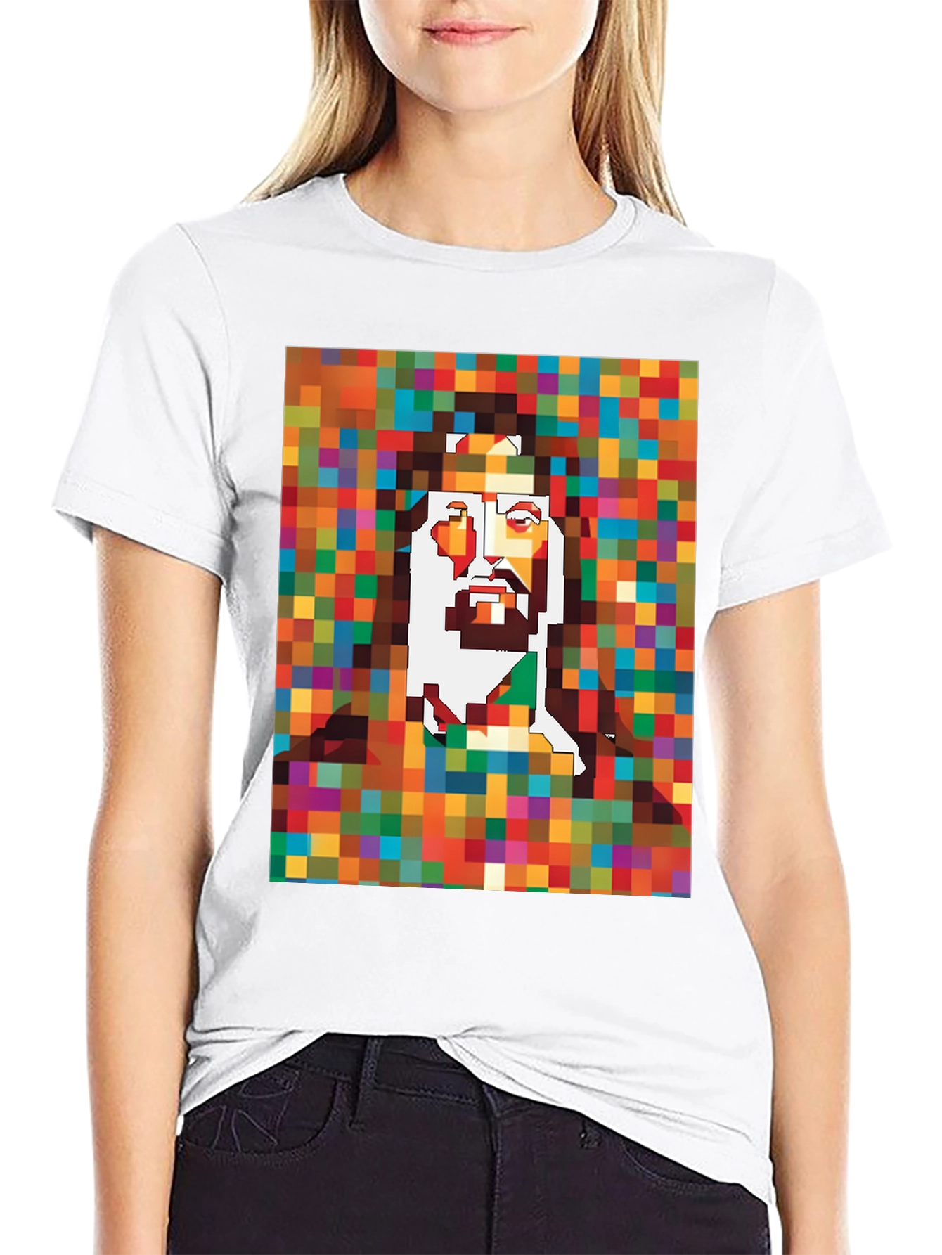 Black Pixel Jesus Graphic Tee - Black view 9