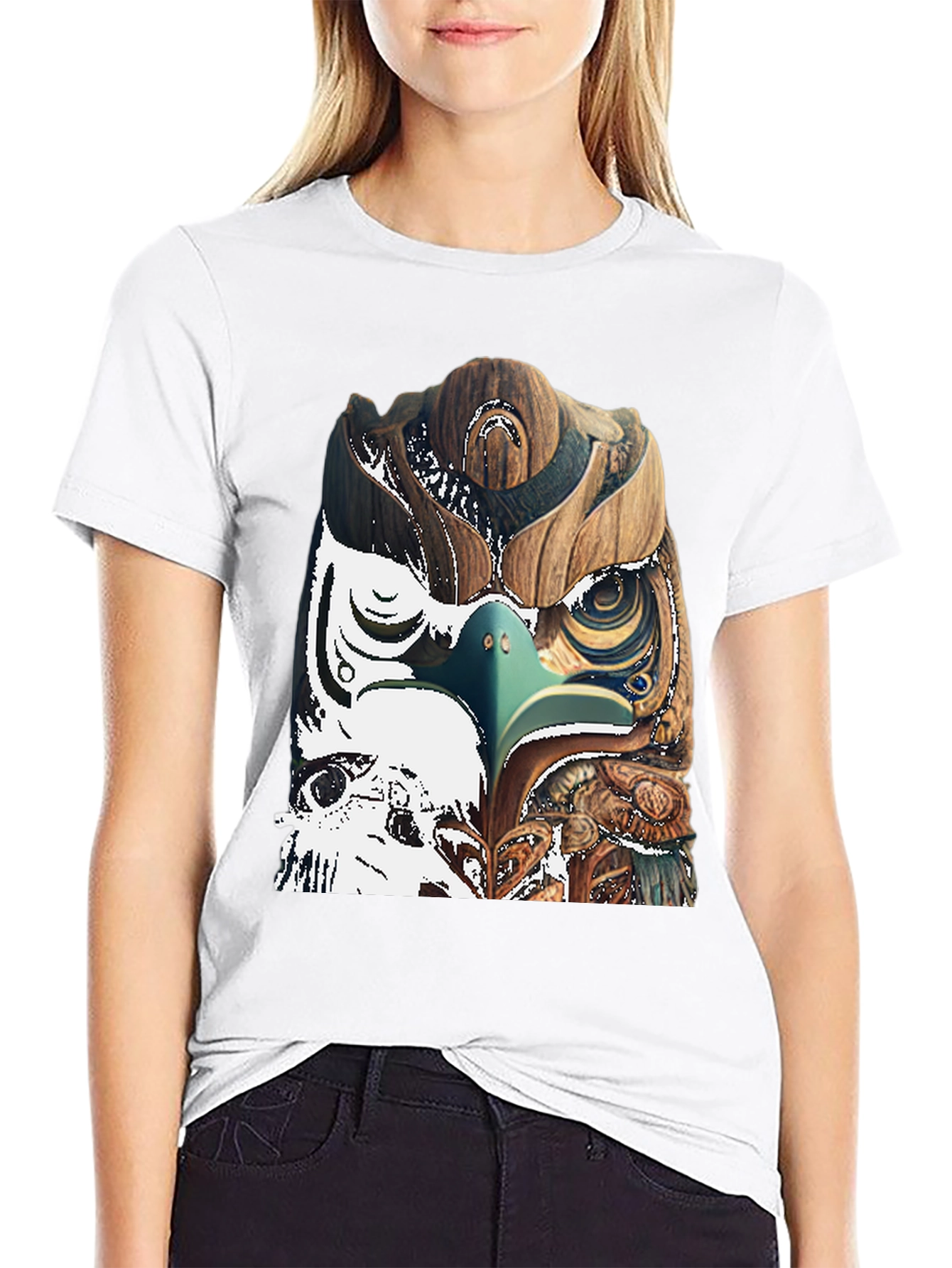 Black Wood Owl Graphic Tee - Unique Nature Style view 9