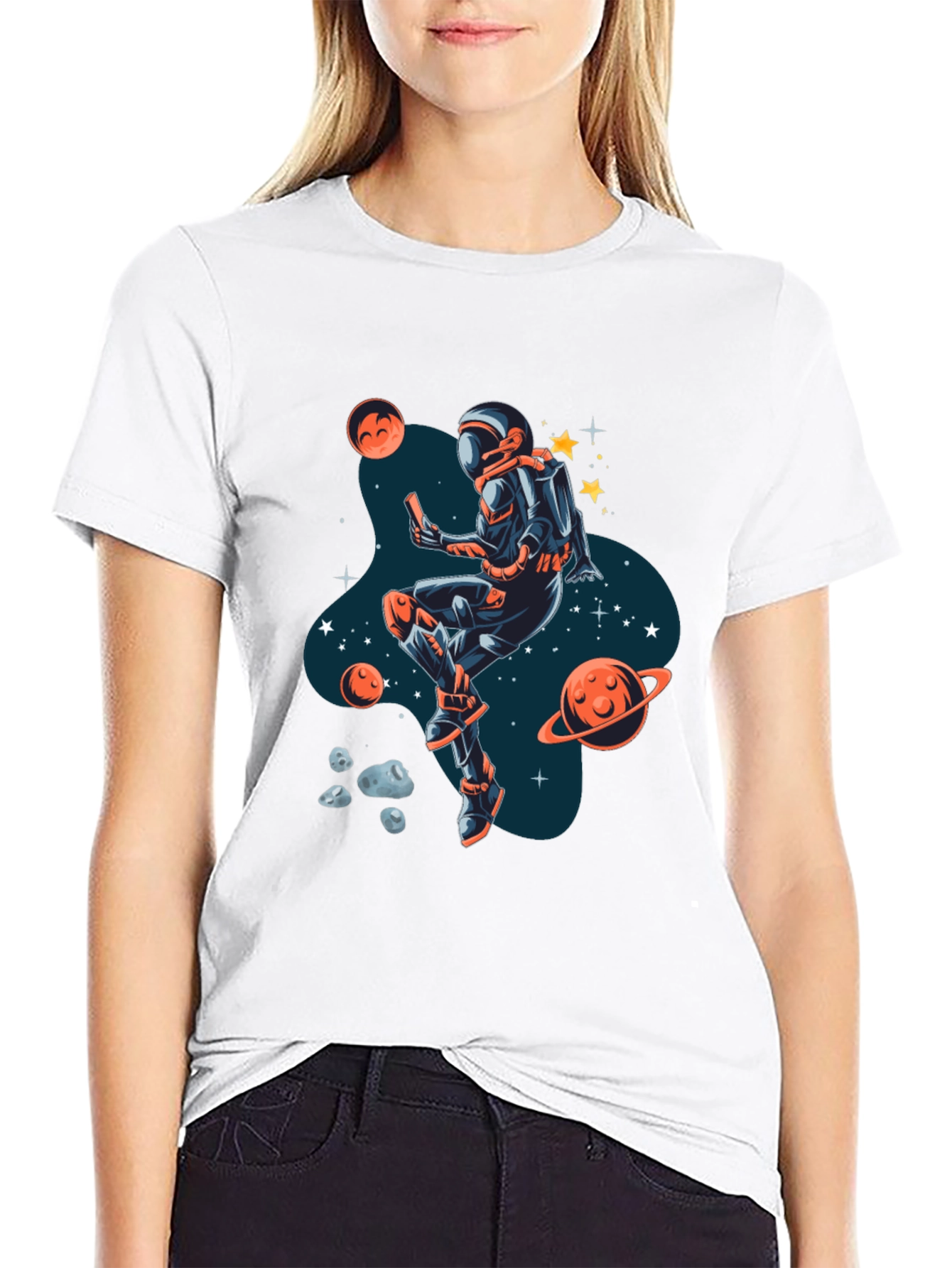 Black Astronaut in Space T-Shirt view 9