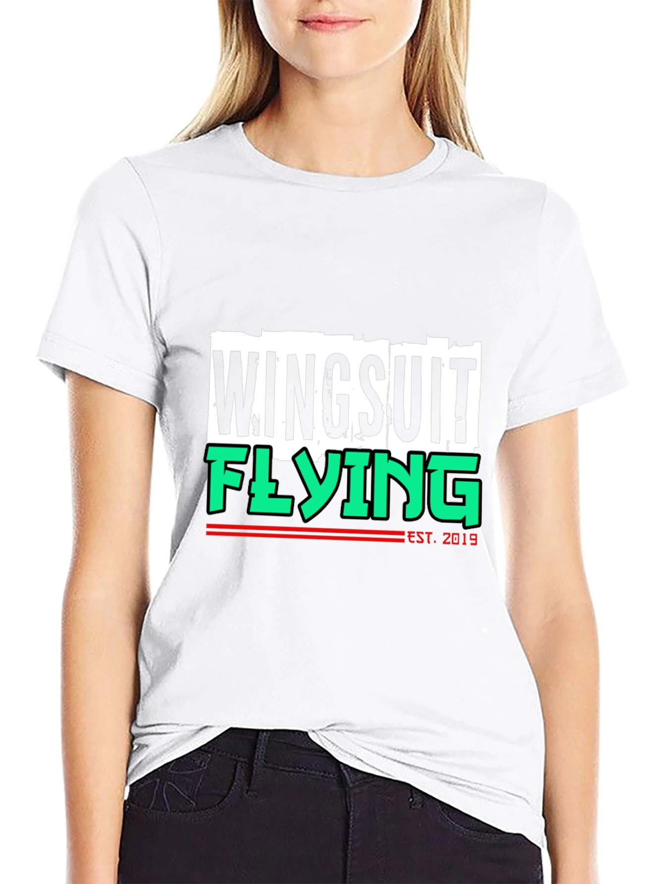 Black Wingsuit Flying Est. 2019 Black T-Shirt view 9