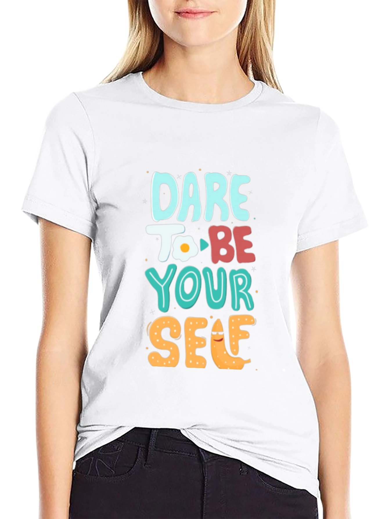 Black Dare to Be Yourself Graphic Tee - Black view 9