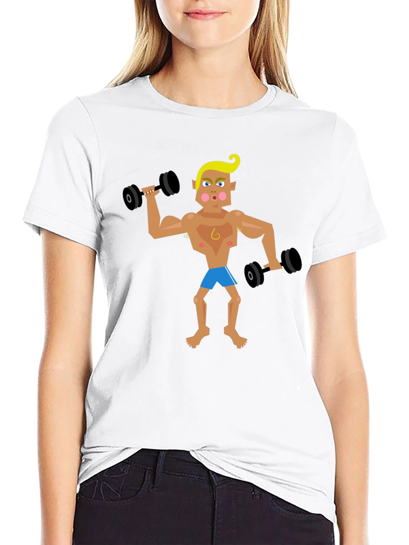 Black Cartoon Gym Bro T-Shirt view 9
