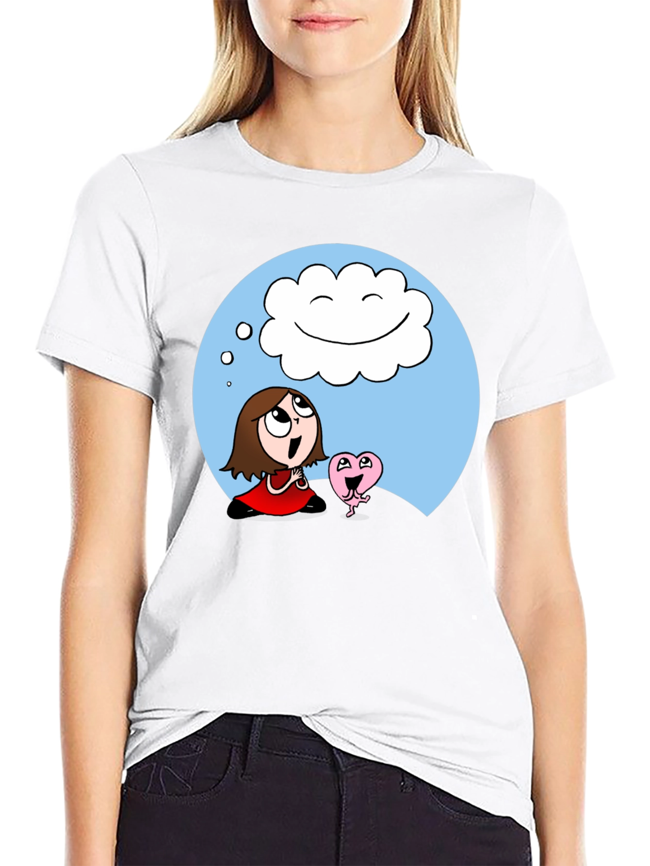Black Dreamy Cartoon Graphic T-Shirt view 9