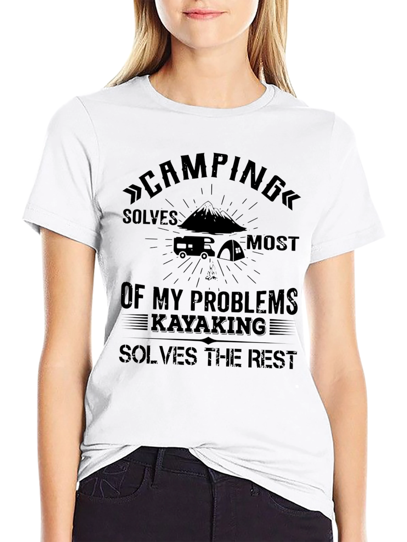 Black Camping and Kayaking T-Shirt view 9