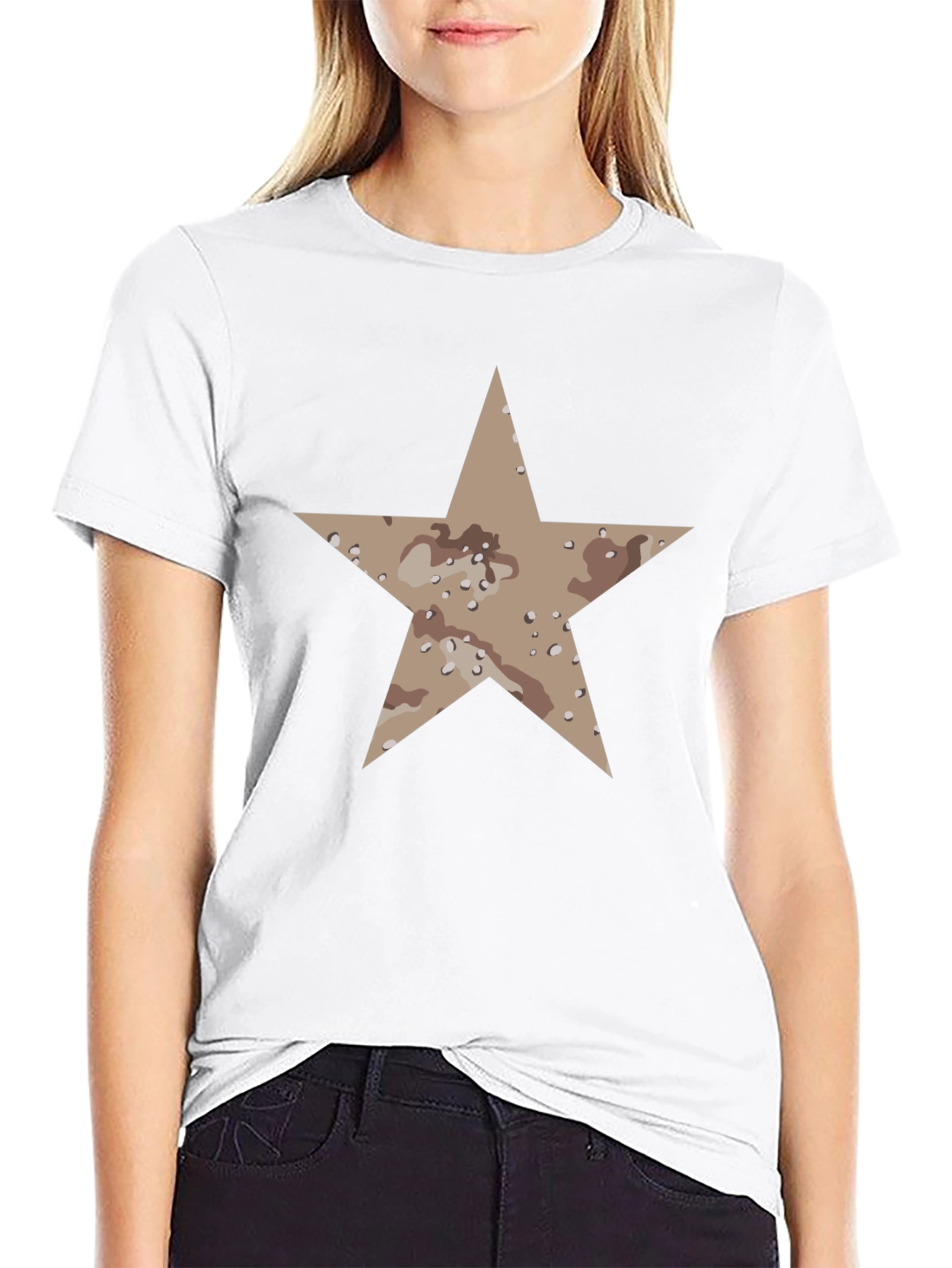 Black Star Camo Print Black T-Shirt view 9