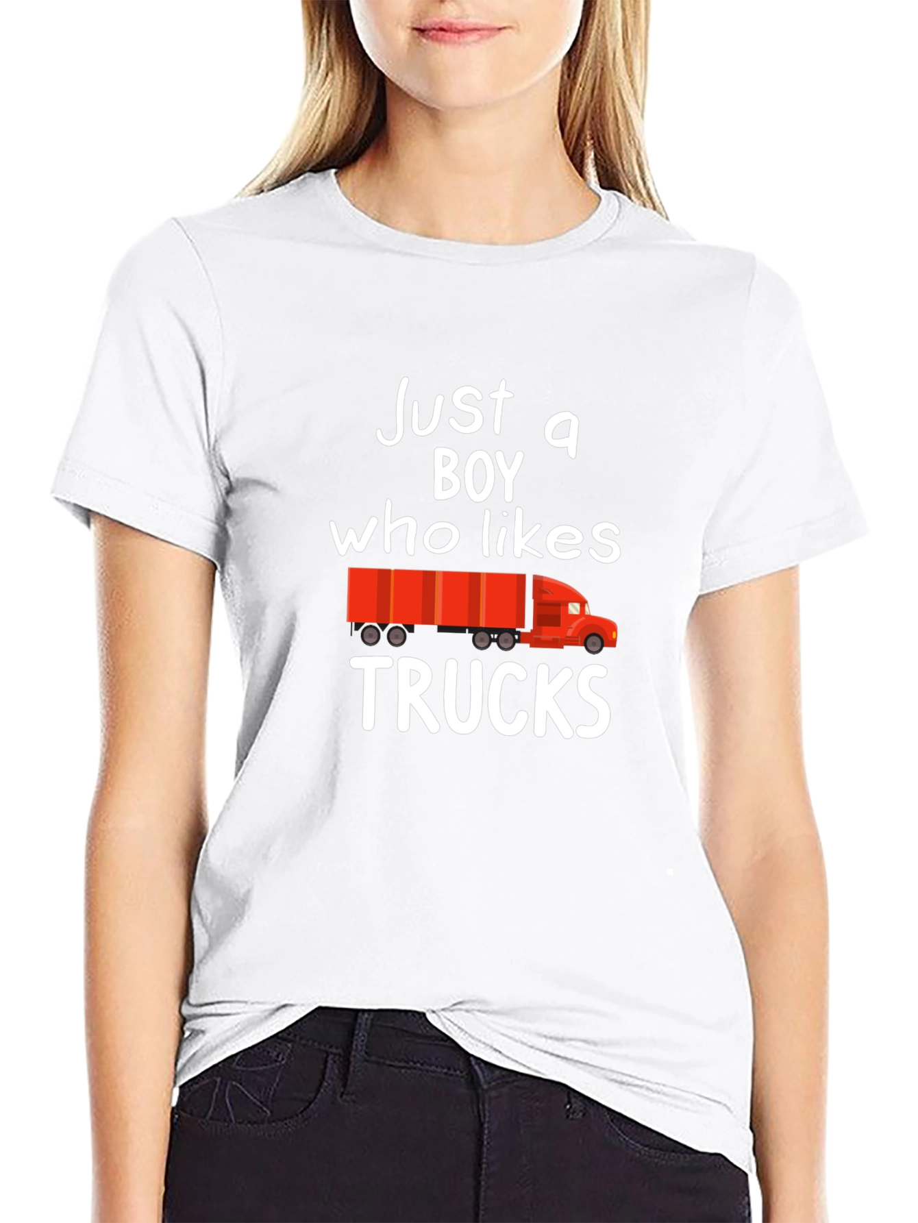 Black Just a Boy Who Likes Trucks Graphic Tee view 9