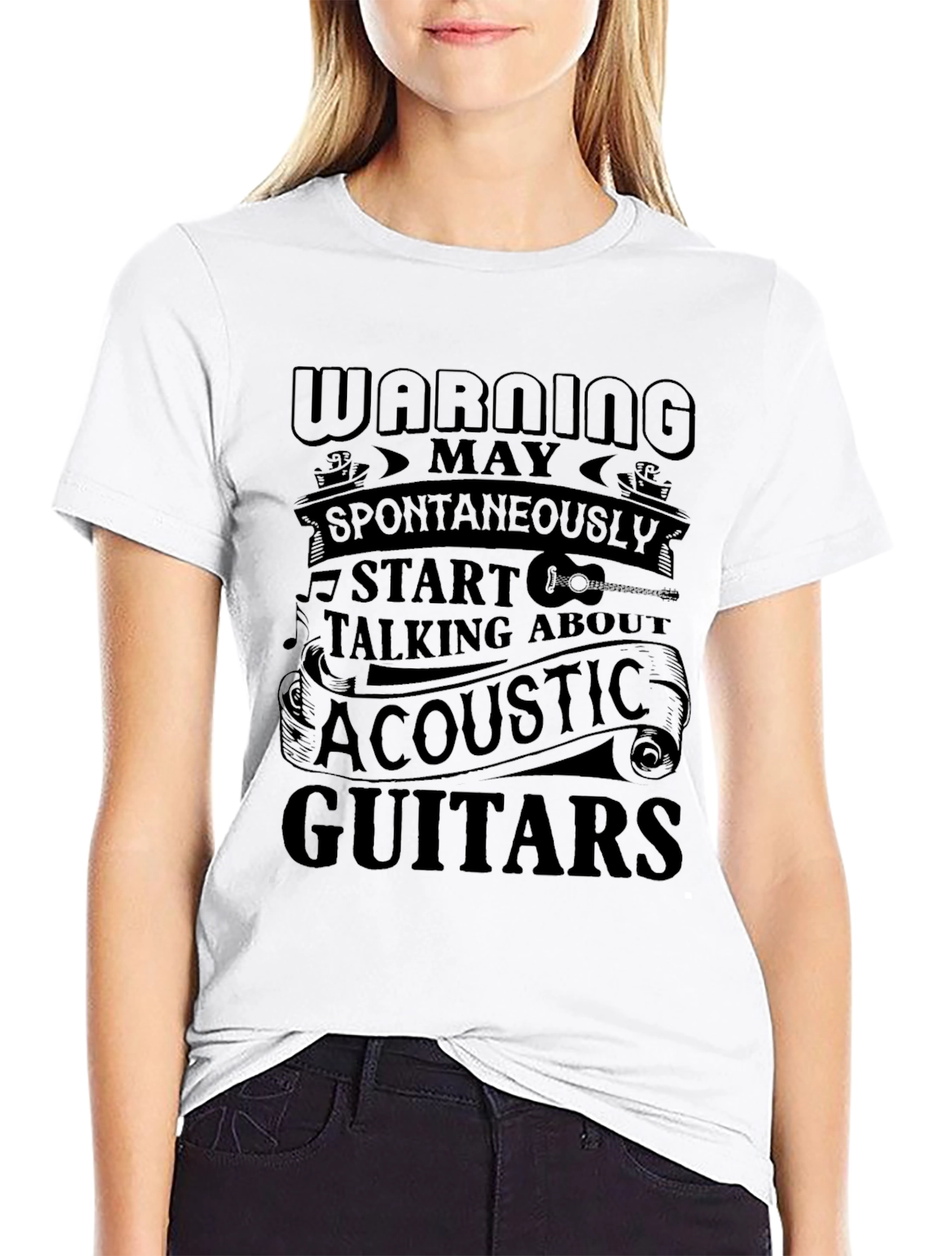 Black Acoustic Guitar Fan T-Shirt view 9