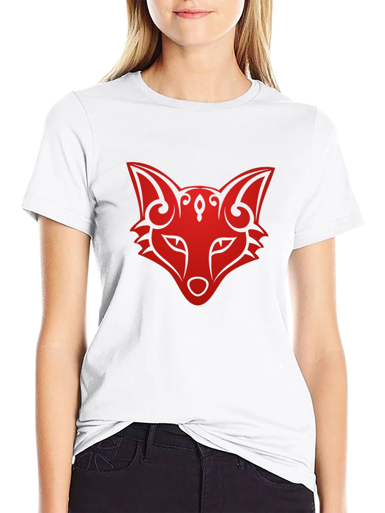 Black Fox Head Graphic Tee - Stylish Black T-Shirt view 9