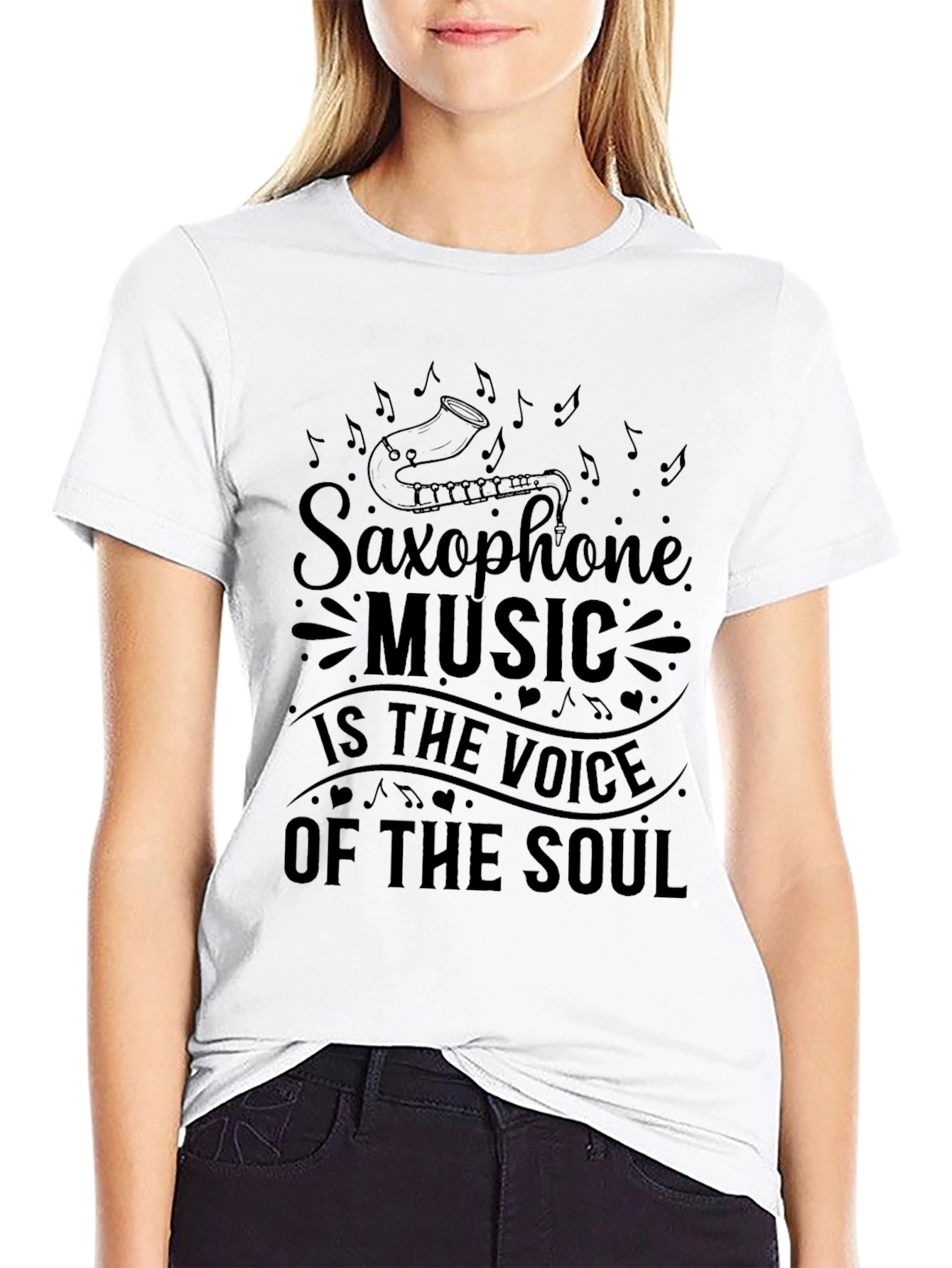 Black Saxophone Music Voice of the Soul Graphic T-Shirt view 9