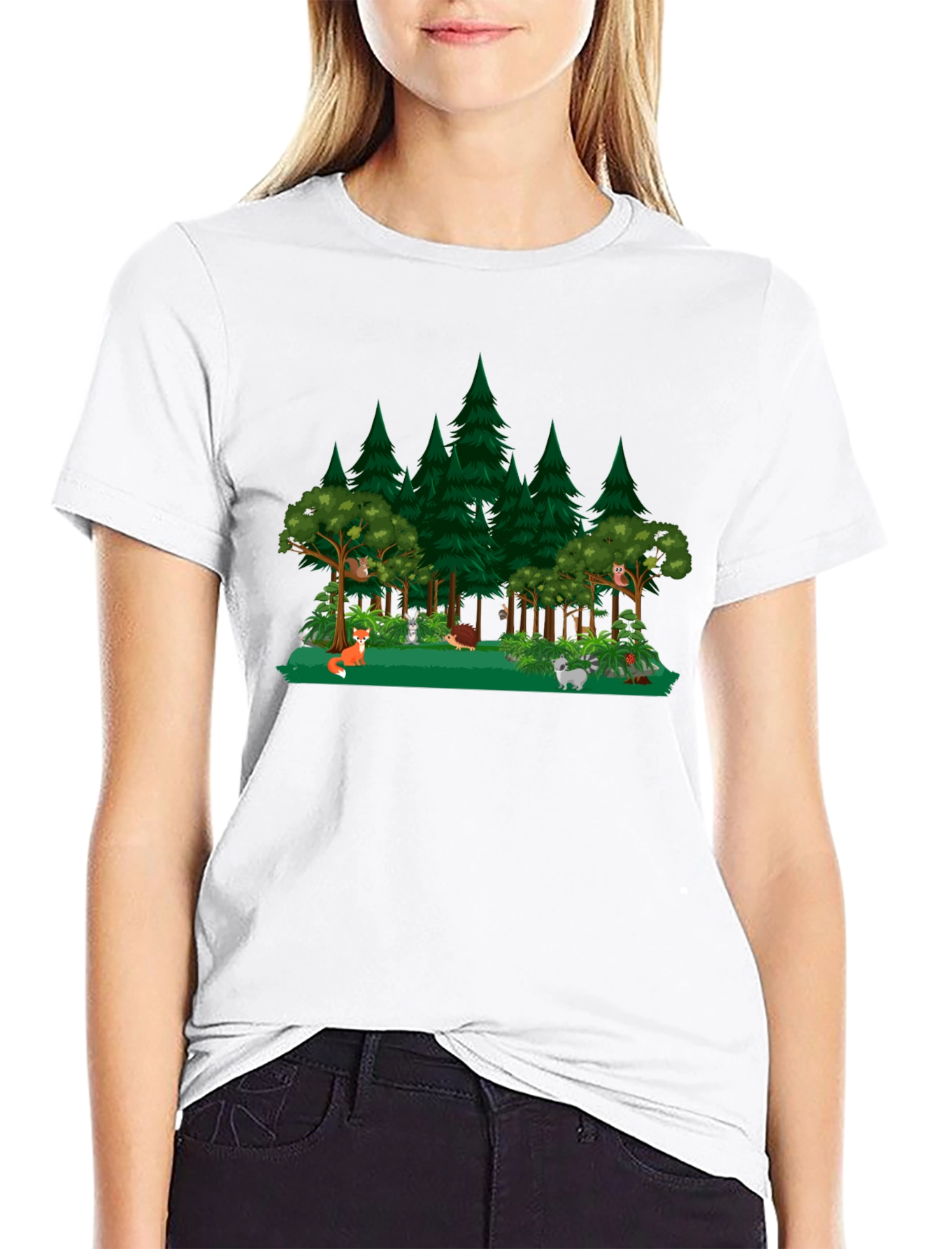 Black Forest Animals Graphic Black T-Shirt view 9