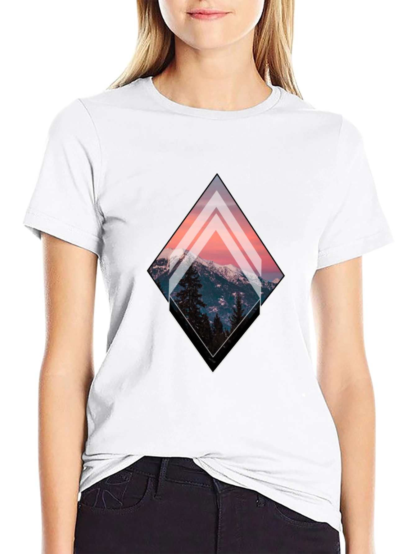 Black Mountain Peak Graphic Tee - Black Unisex T-Shirt view 9