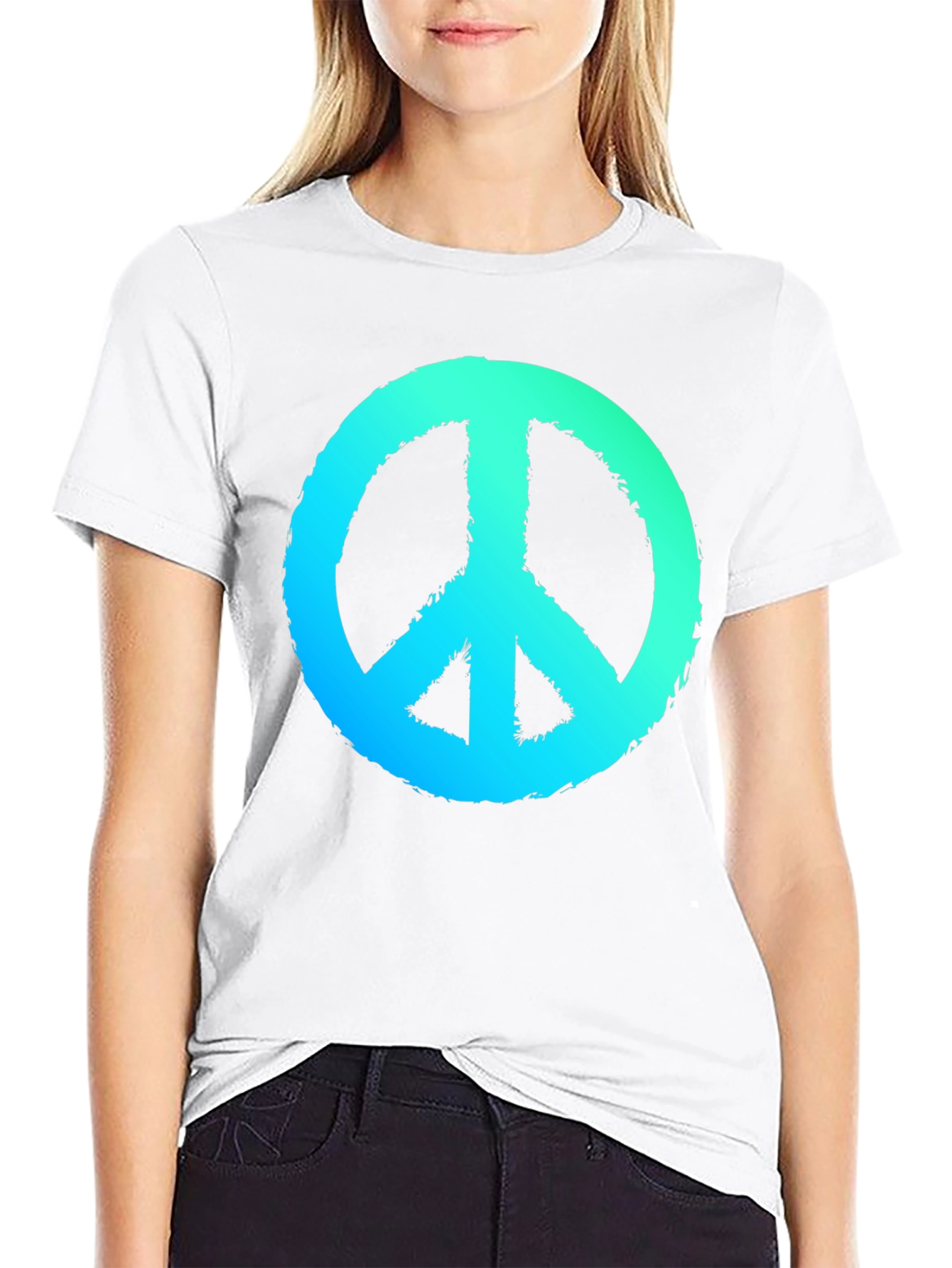 Black Peace Sign Graphic Black T-Shirt view 9