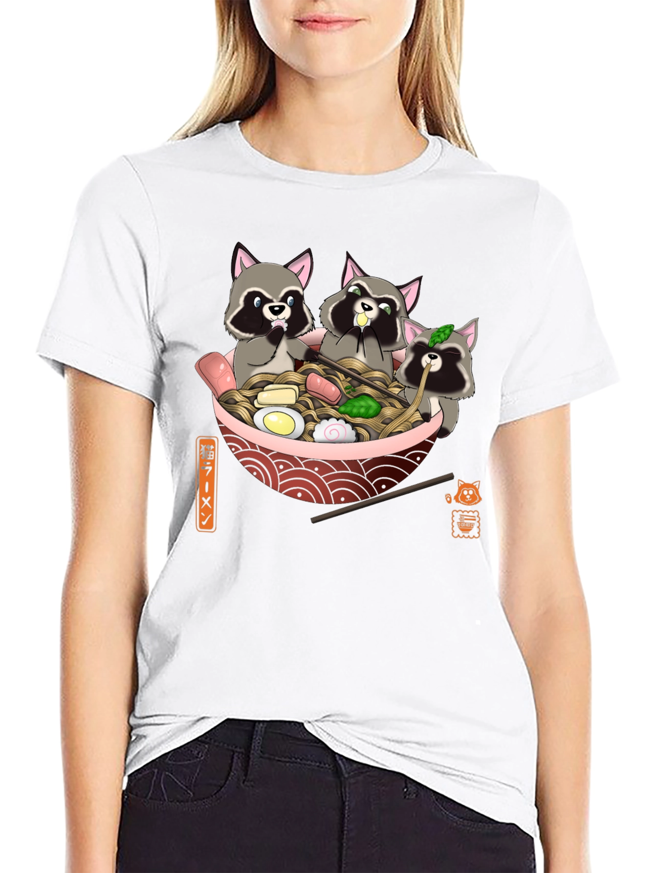 Black Raccoon Ramen T-Shirt - Cute Graphic Tee view 9