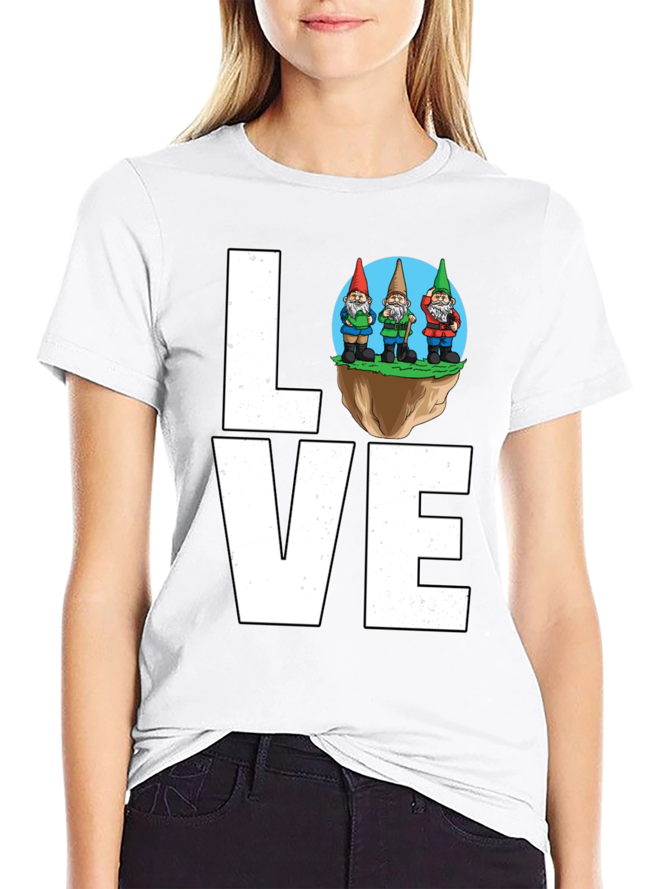 Black Gnome Love T-Shirt - Whimsical Garden Lover Tee view 9
