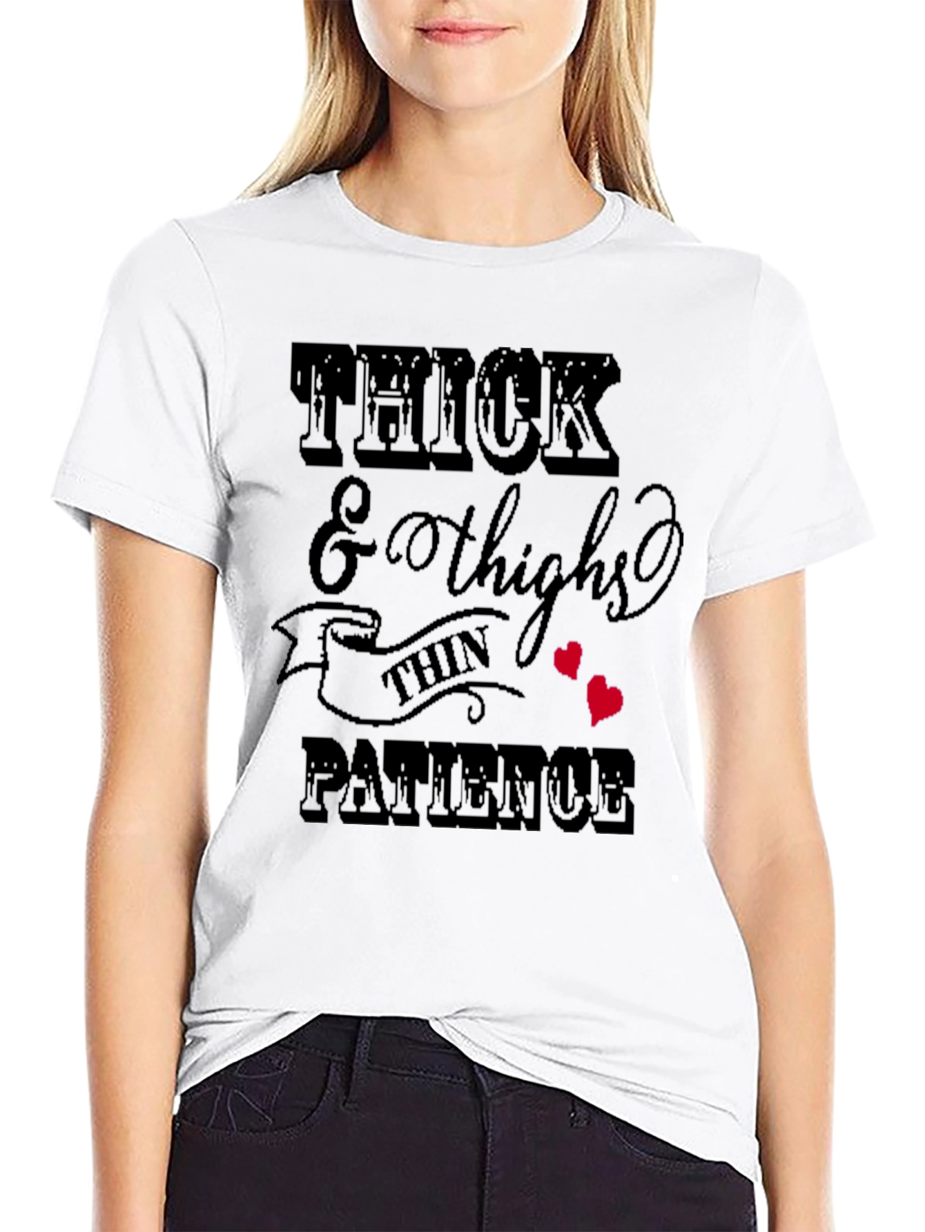 Black Thick Thighs & Patience Graphic T-Shirt view 9