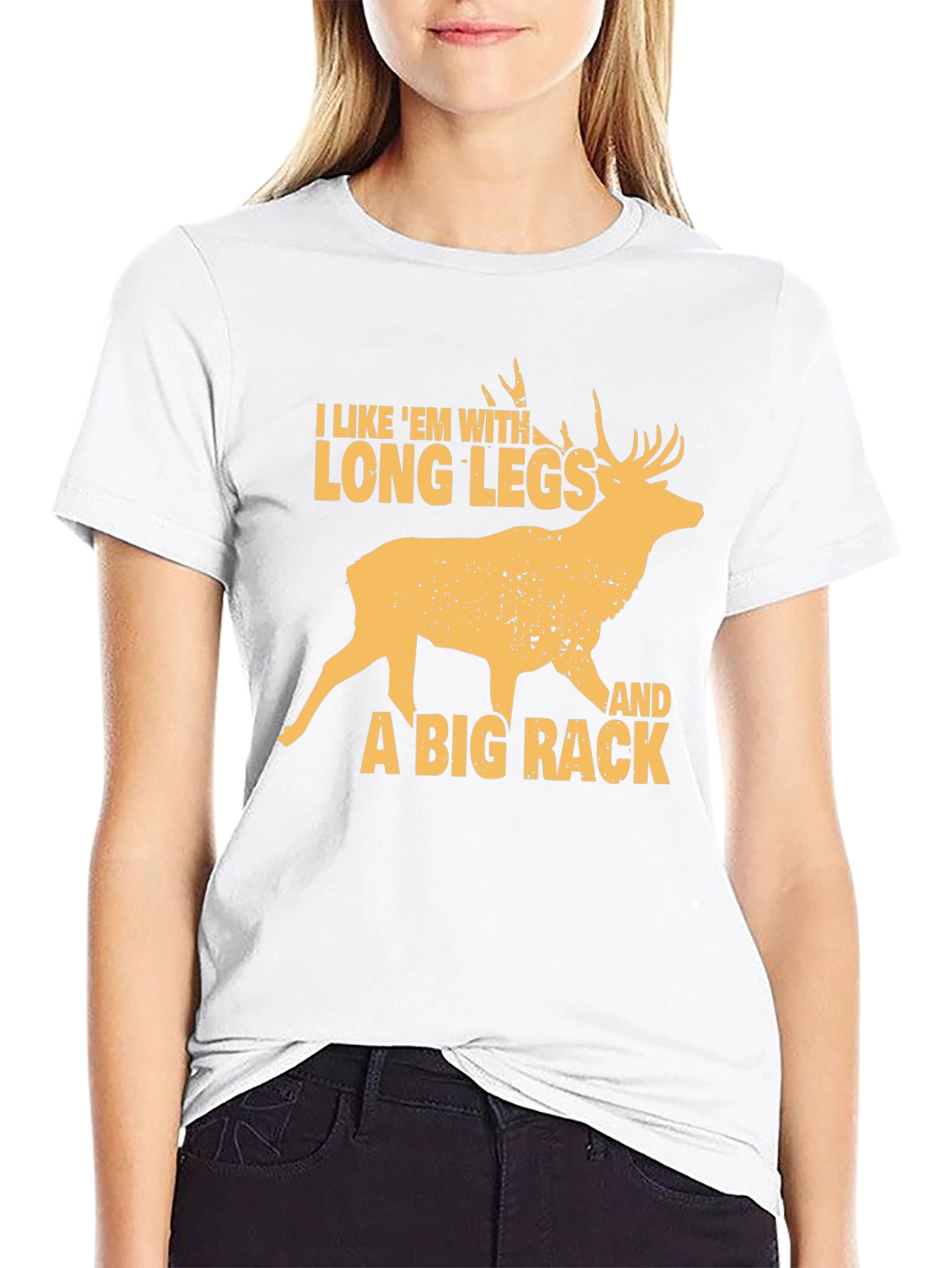 Black Funny Deer Hunter T-Shirt - Long Legs & Big Rack view 9