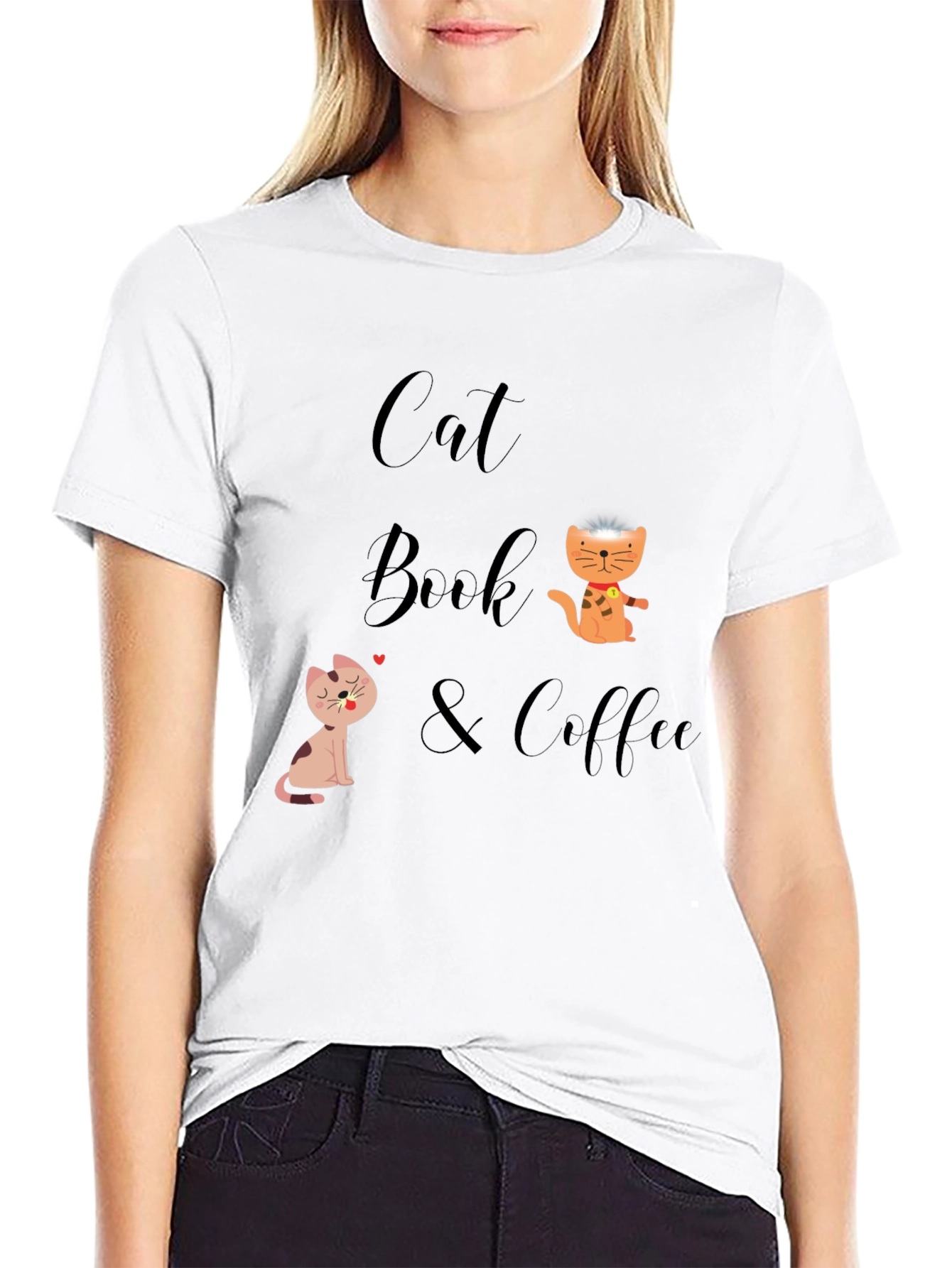 Black Cat Book & Coffee Graphic T-Shirt view 9