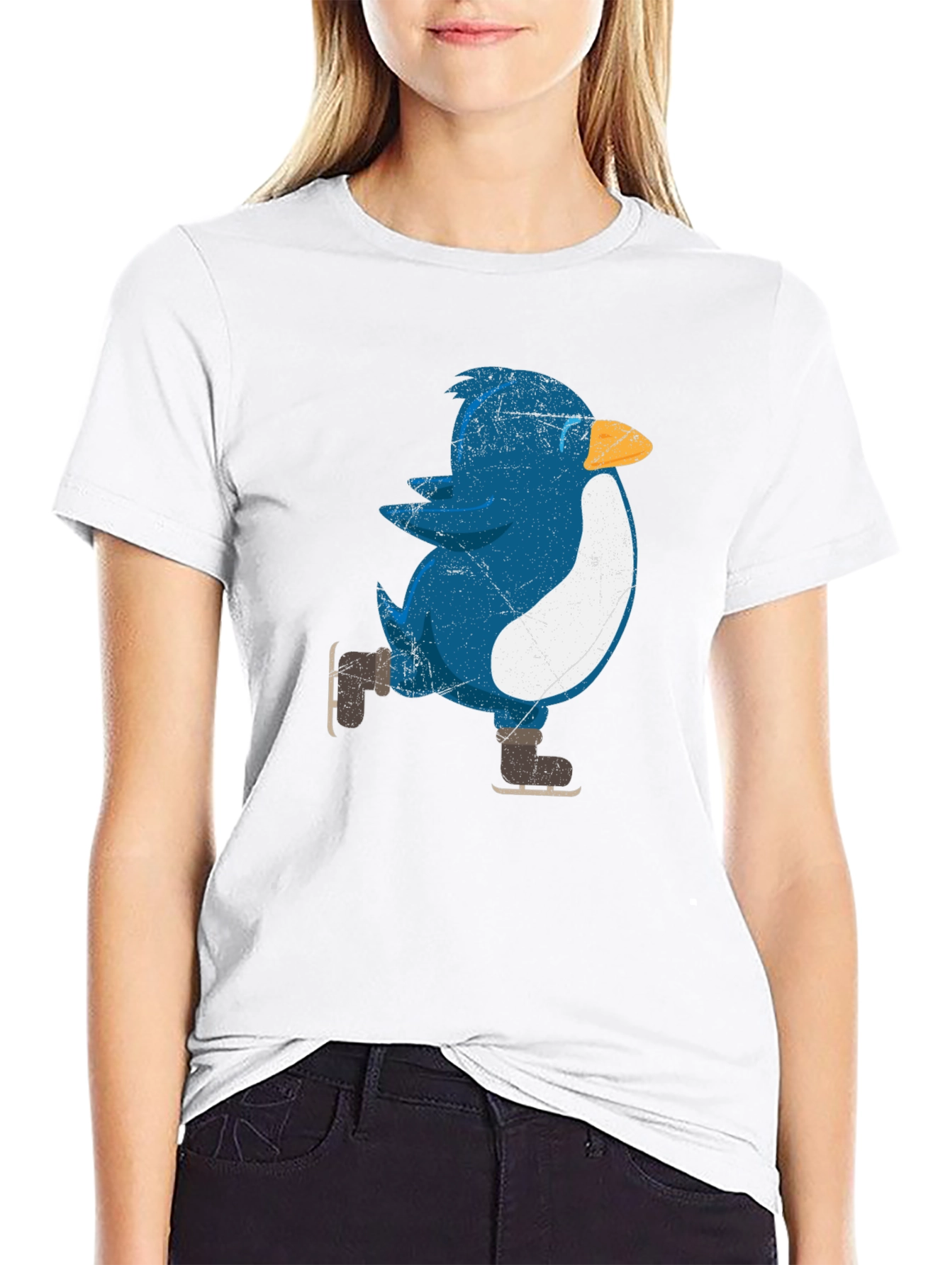 Black Skating Penguin Graphic Tee - Fun Novelty Shirt view 9