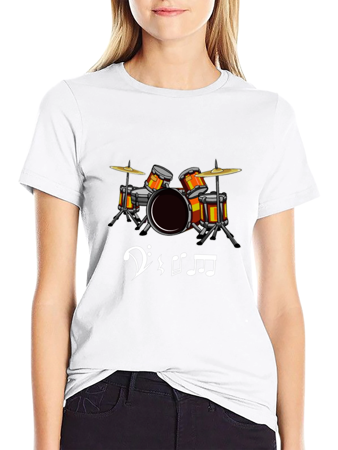 Black Drum Set Graphic Tee - Music Lover's T-Shirt view 9