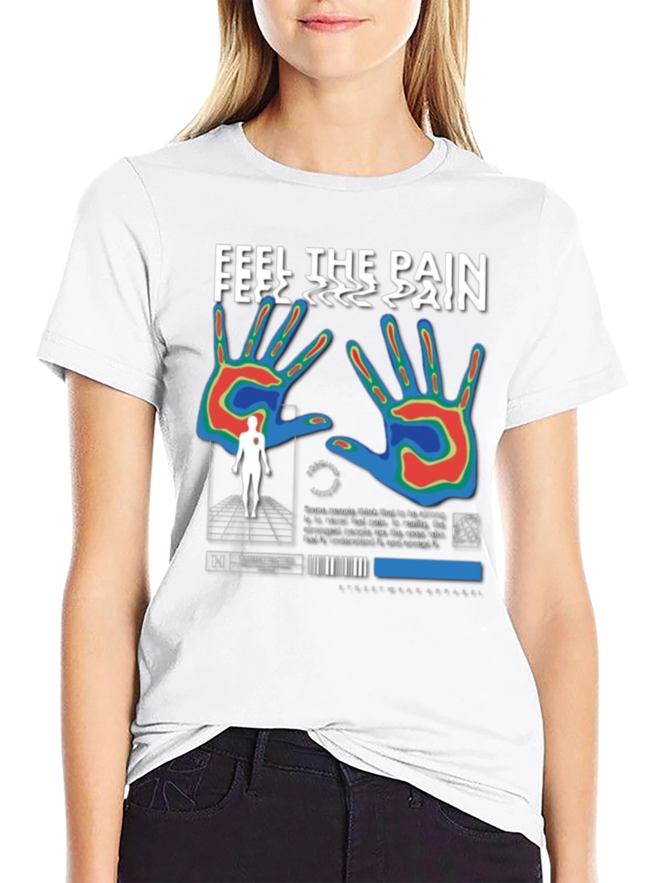 Black Feel The Pain Graphic T-Shirt view 9