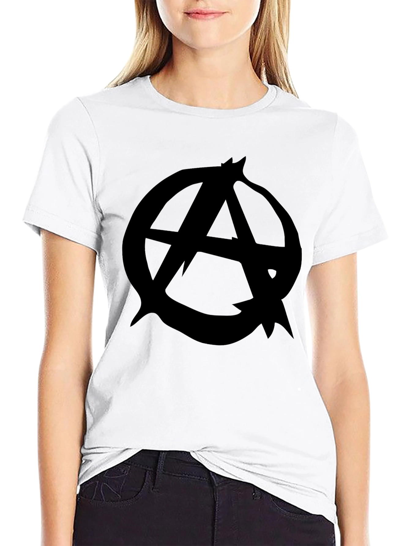 Black Anarchy Symbol Graphic Tee - Classic Black T-Shirt view 9