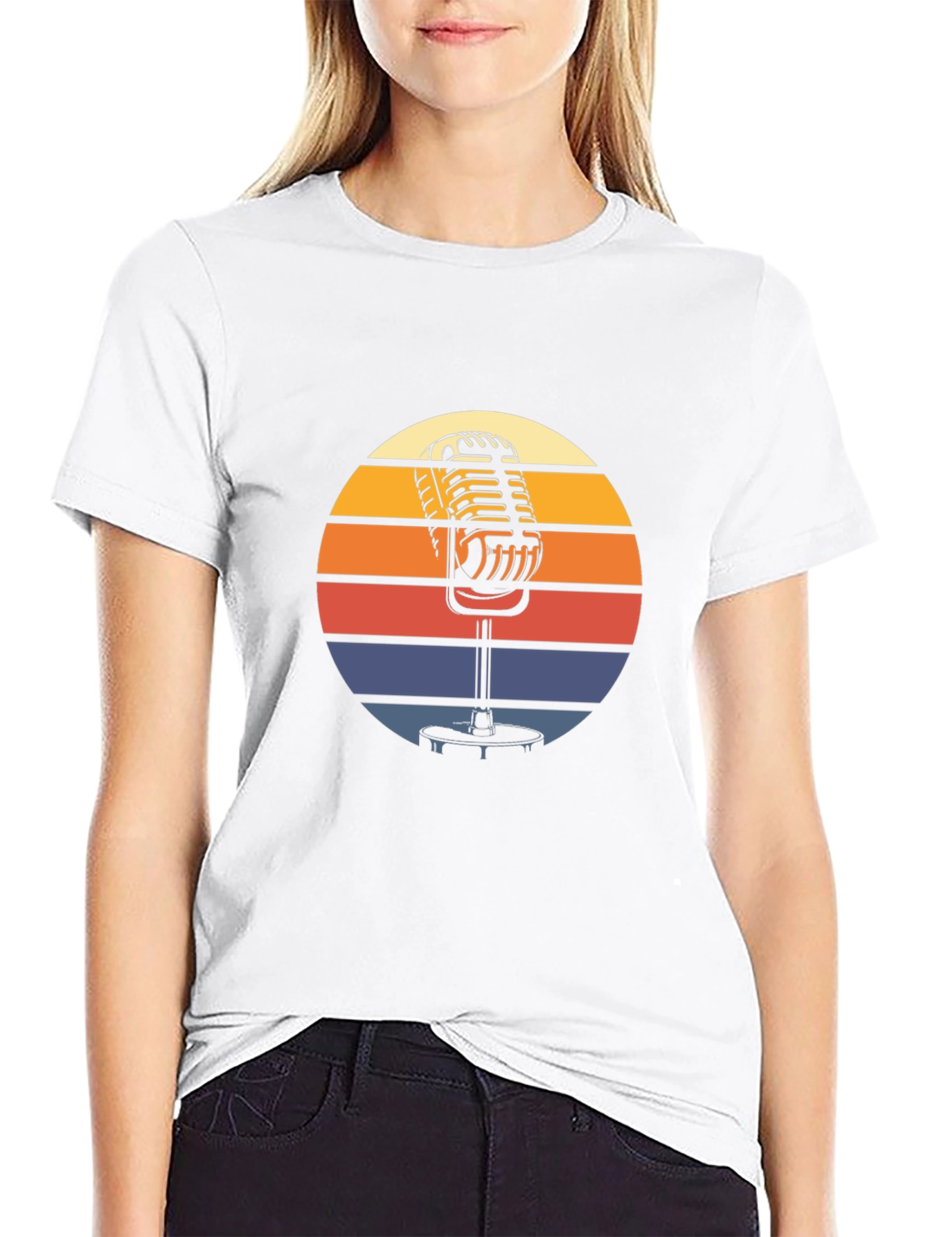 Black Retro Microphone T-Shirt - Vintage Style Graphic Tee view 9