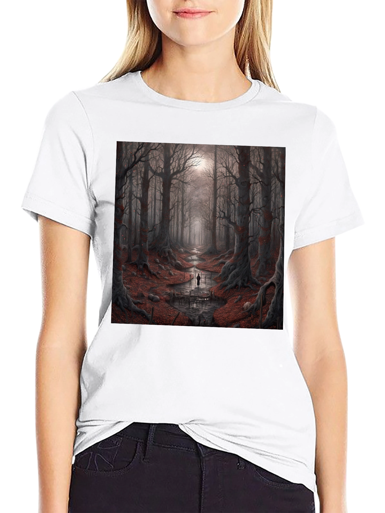 Black Mystic Forest Graphic Tee - Unique Design view 9