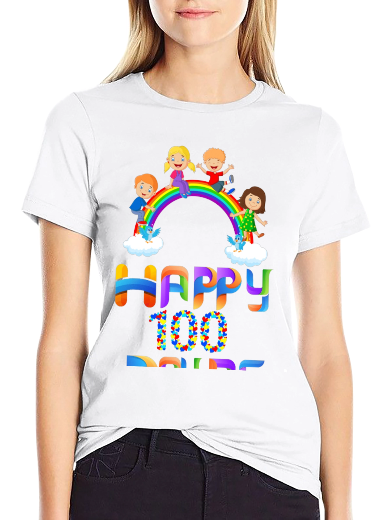 Black Happy 100 Days T-Shirt view 9