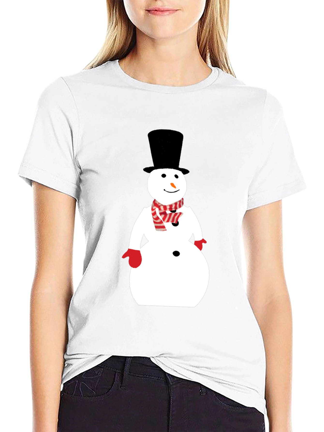 Black Snowman Graphic Tee - Winter Holiday Shirt view 9