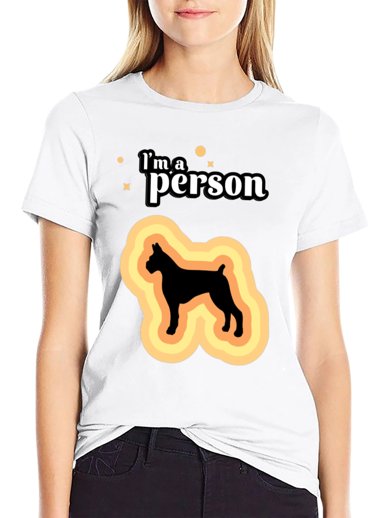 Black I'm a Person Dog Silhouette Black T-Shirt view 9